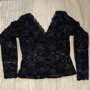 Guess Lace long sleeve Black top. Size M